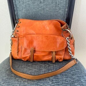 Orange Leather Lace Purse